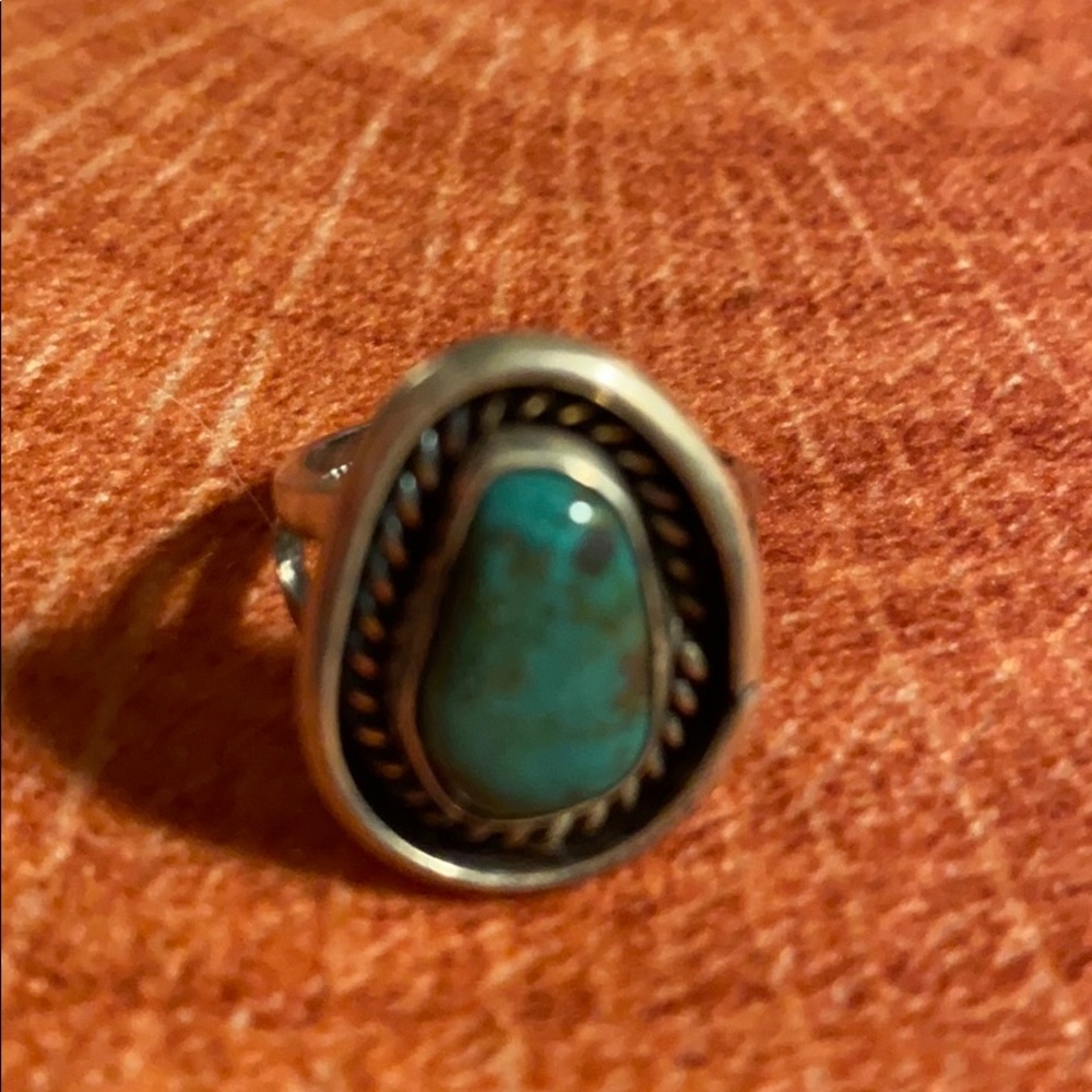 Boho Triangular Turquoise Ring Size 6 - image 4